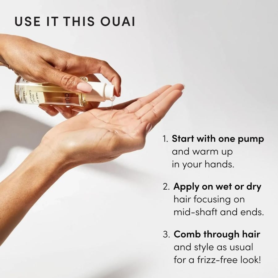 OUAI Travel Size Hair Oil - Heat Protection Oil for Frizz Control - Adds Shine and Smooths Split Ends, Colorfast Formula, Parabens, Phthalates and Sulfates Free - 13ml