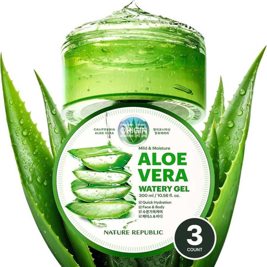 Nature Republic 3 PCS Aloe Vera Soothing Gel, 92% Soothing and Moisture, 300ml, NS17-G