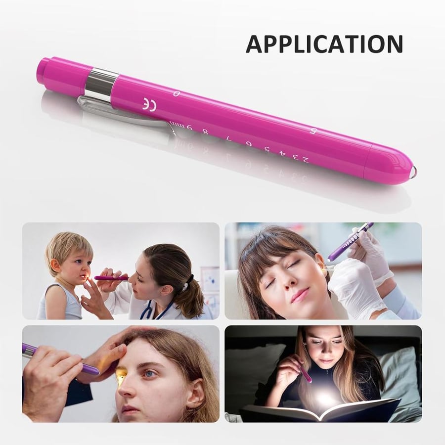 CAVN (2 PCS) Reusable LED Diagnostic Medical Penlight with Pupil Gauge for Nurses Doctors with Pocket Clip