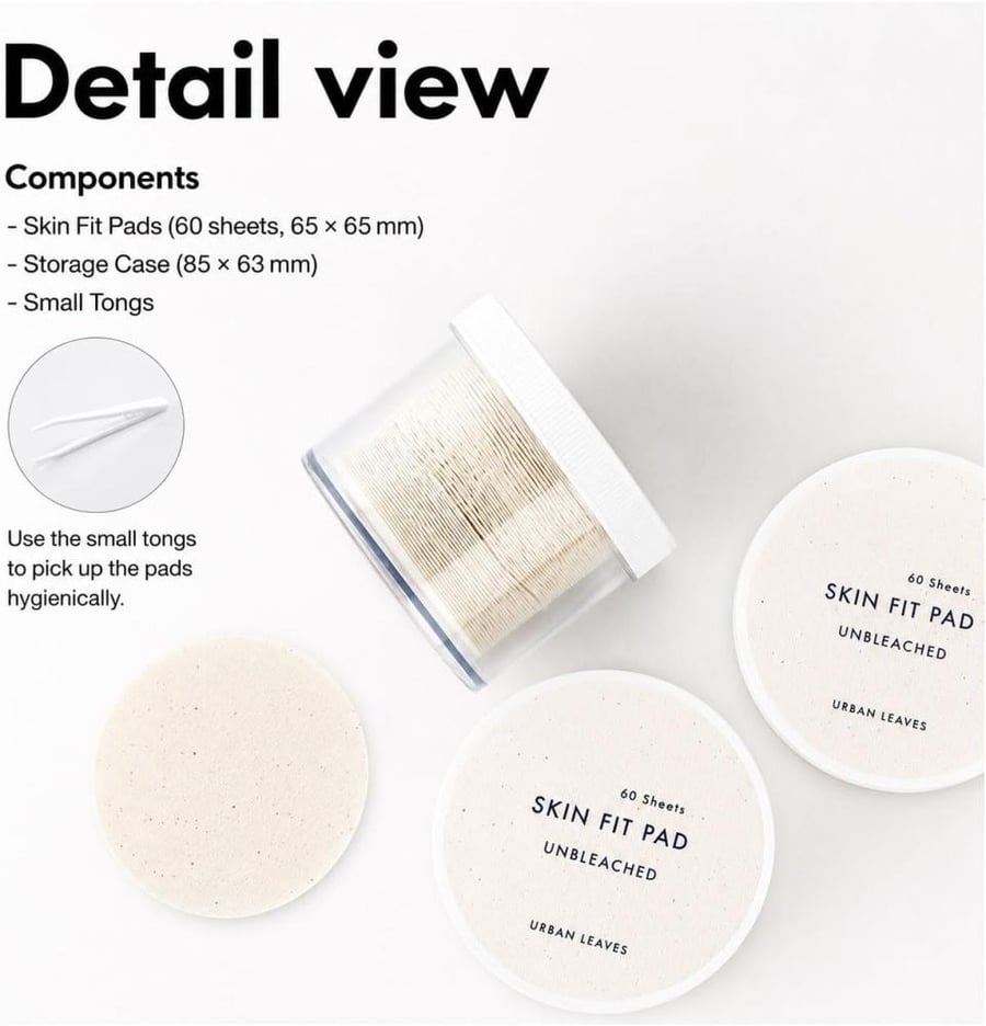 Cotton Facial Pads, 65mm Large 100% Cotton, 60 Count, Vegan Certified, Includes Tongs