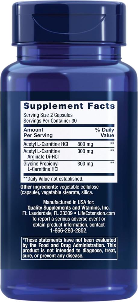 Life Extension, Optimized Carnitine, 60 Vegetarian Capsules