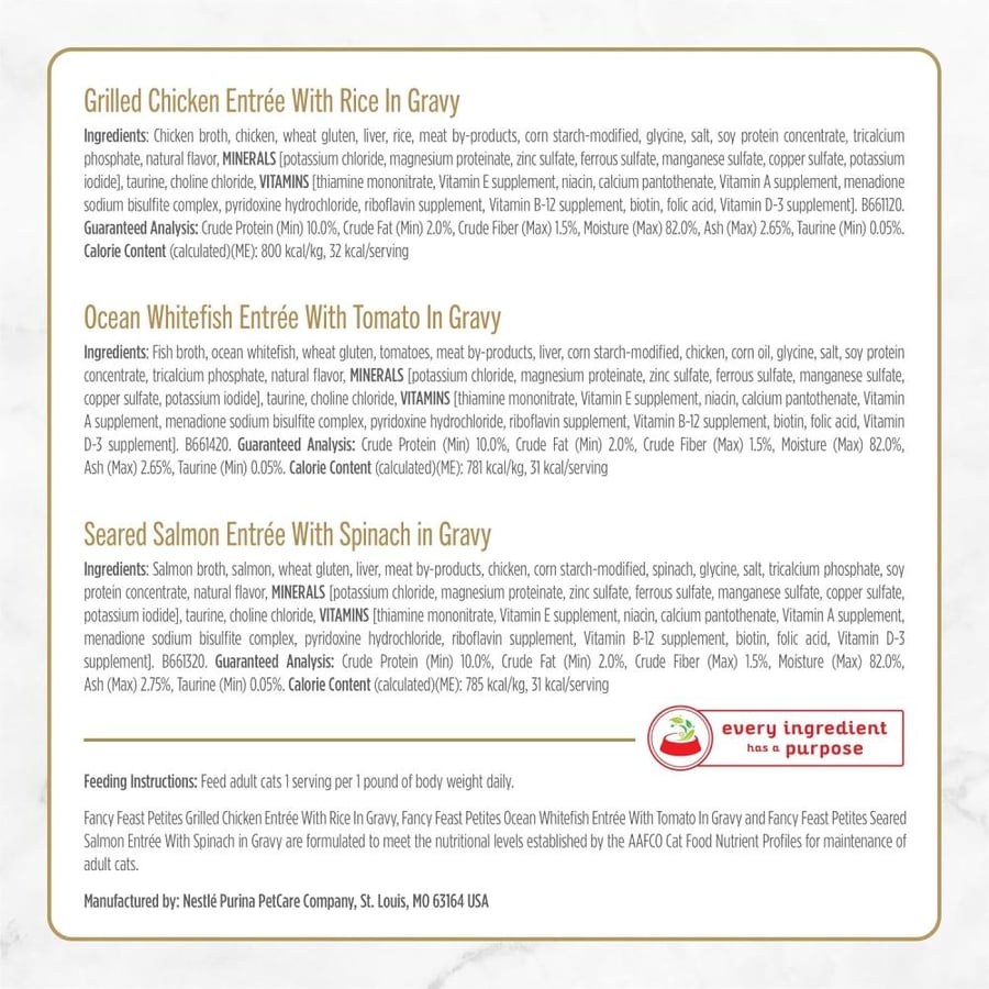Purina Fancy Feast Gourmet Wet Cat Food Variety Pack, Petites Gravy Collection, Break-Apart tubs, 48 Servings - (24) 2.8 oz. Tubs