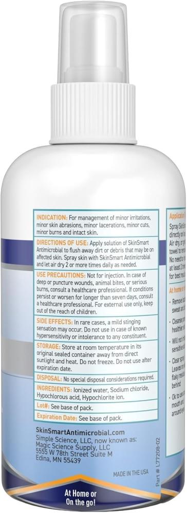 SkinSmart Facial Cleanser for Acne, Targets Bacteria for Active Teenage Athletes Post Workout and Adult Acne, 8 oz Spray Bottle, Safe for Multiple Daily Uses