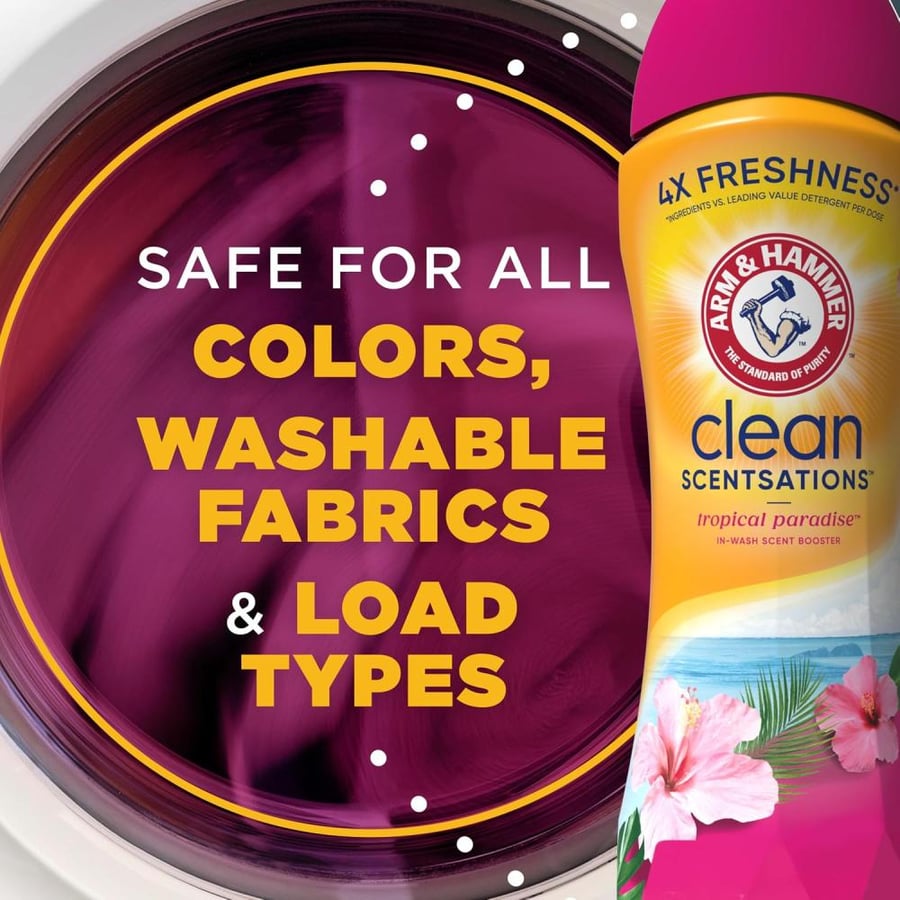 ARM & HAMMER Clean Scentsations In-Wash Scent Booster, Laundry Crystals Scent Booster Tropical Paradise scent, 45 Oz