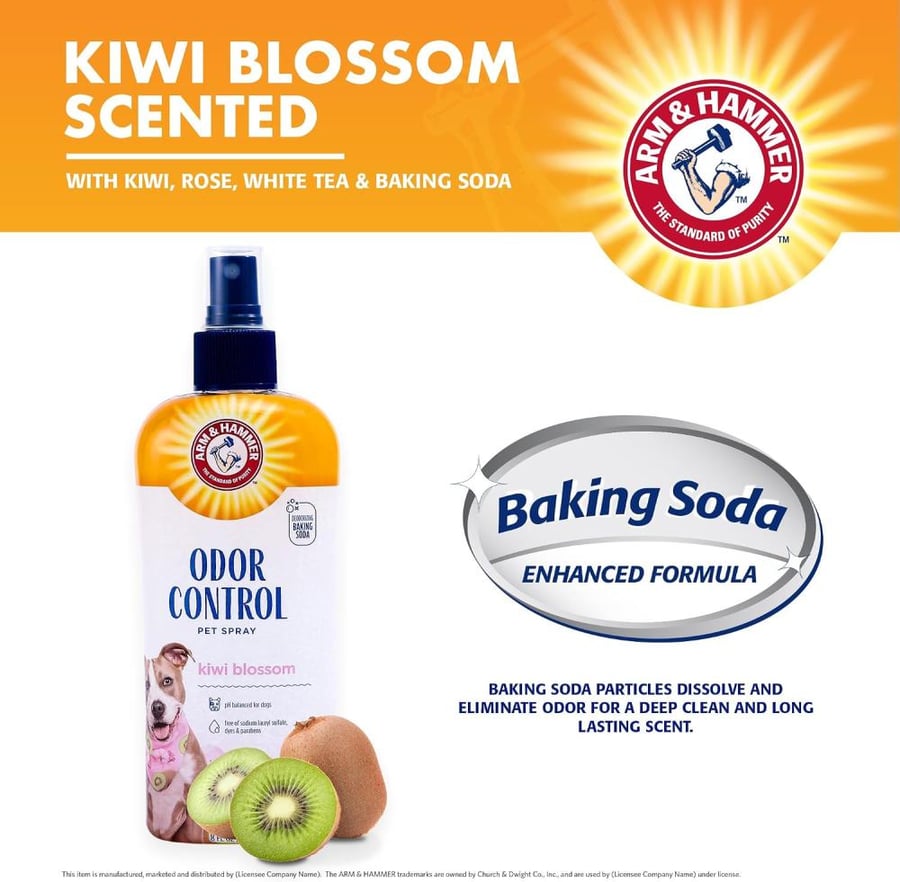 Arm & Hammer Super Deodorizing Spray for Dogs | Best Odor Eliminating Spray for All Dogs & Puppies from Arm & Hammer with Baking Soda, Kiwi Blossom Scent, 8 oz