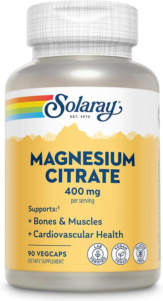 SOLARAY Magnesium Citrate 90 Veg Caps (400mg)