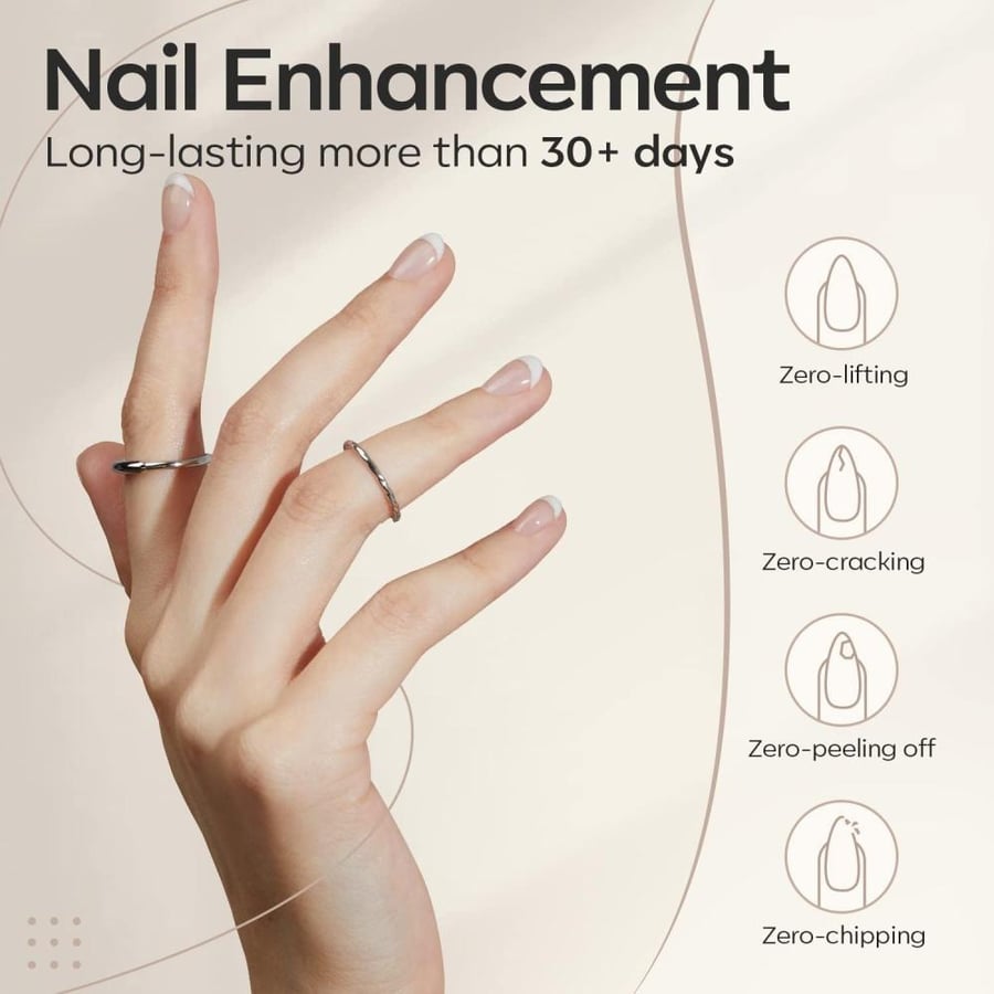 modelones Builder Nail Gel, 7-in-One Clear Builder for Thickening, LED Lamp Cured Hard Nail Strengthener Extension Base Rhinestone Glue Gel in a Bottle