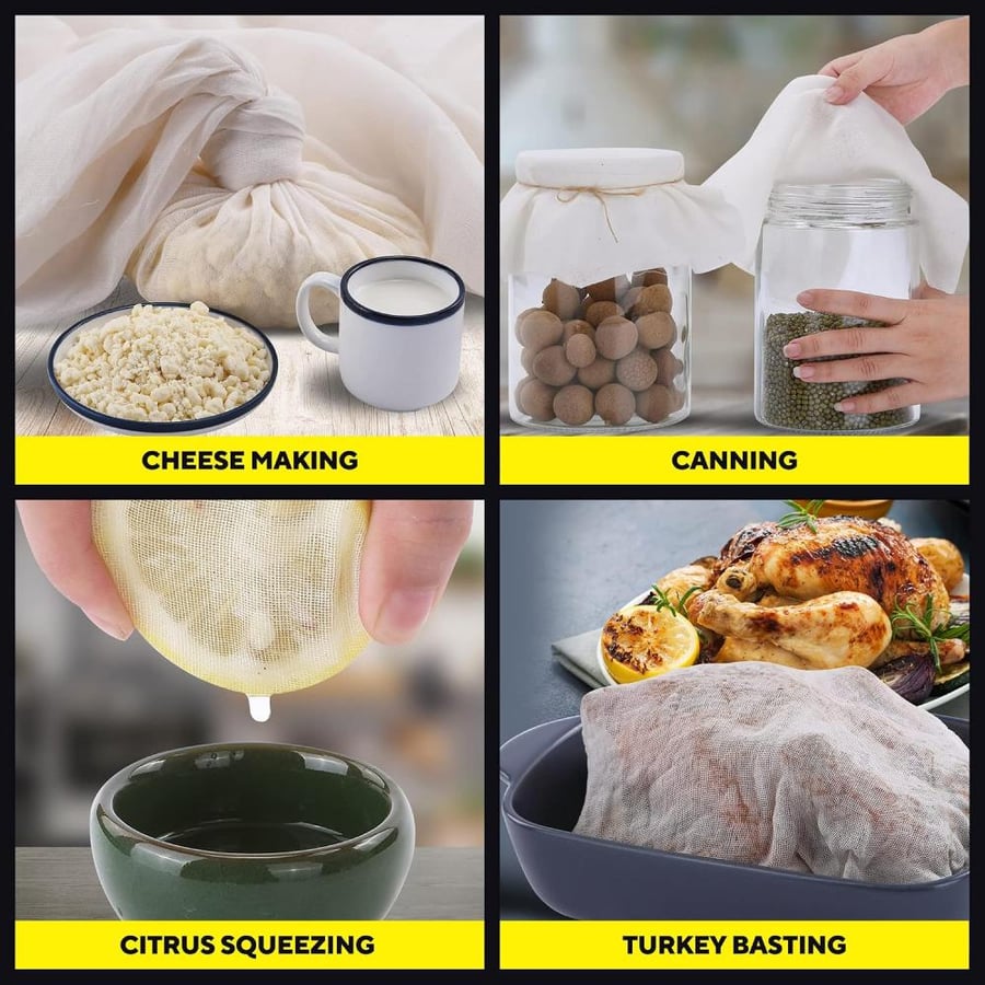 Cheese Cloths, Grade 90 (9 Sq Feet) 100% Pure Cotton Reusable Cheesecloth, Unbleached Ultra Fine Fabric, Cheesecloth for Straining, Premium Butter Muslin Cloth for Straining - 1 Sq Yard