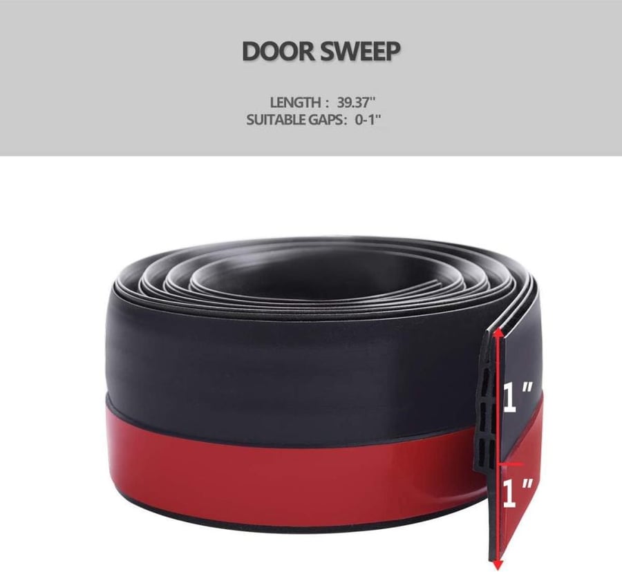 Generic Door Draft Stopper Under Door Seal for Exterior/Interior Doors, Door Sweep Strip Under Door Draft Blocker, Soundproof Door Bottom Weather Stripping, 2 Inch W x 39 Inch L, Black