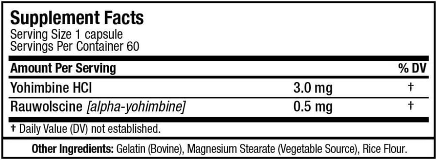 ALLMAX Nutrition Yohimbine Hcl + Rauwolscine 60 Capsules (3.0mg)