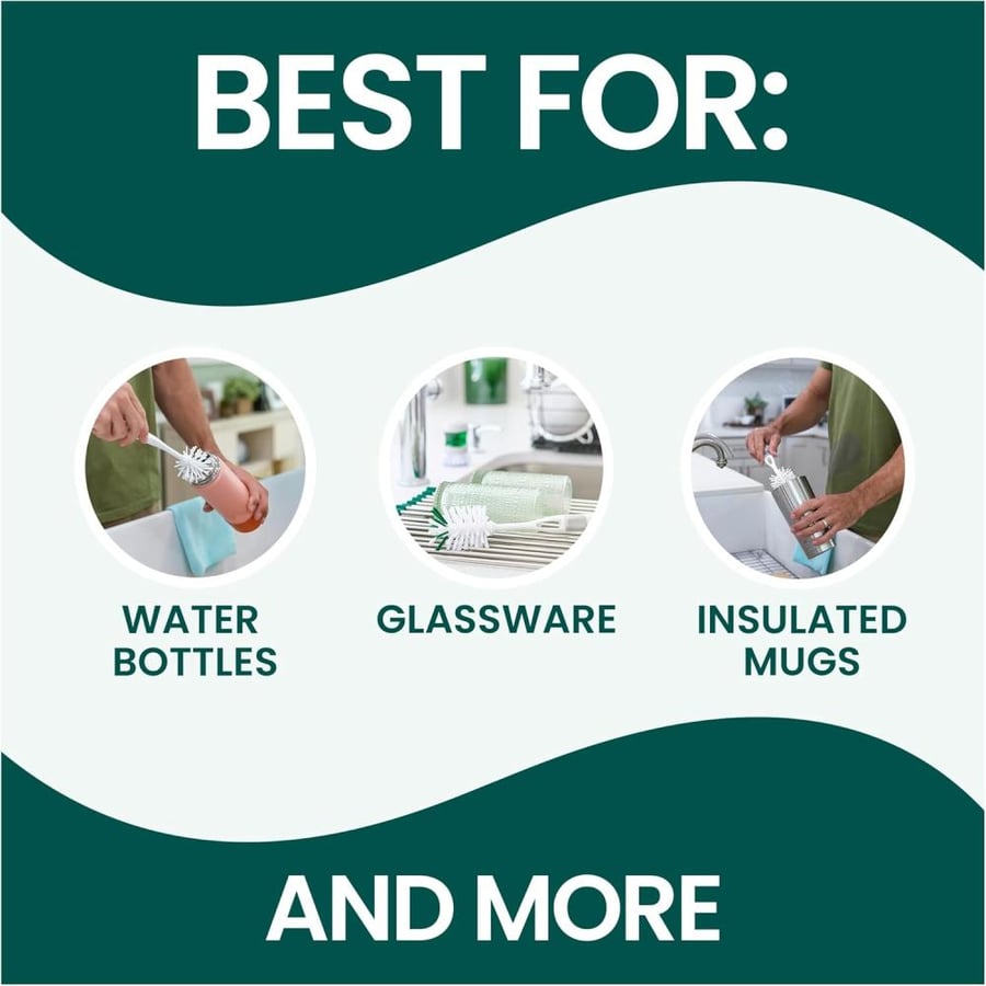 Scotch-Brite Glass and Water Bottle Brush, Long-Lasting Bristles, Safe On Multiple Types Of Water Bottles, Vases, And More