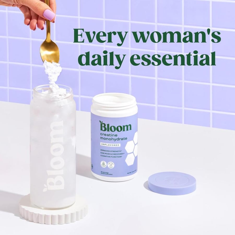 Bloom Lemon Raspberry Creatine 5g Per Serving Supports Strength, Endurance & Recovery - Non-GMO - Great Before or After Workout - 40 Servings, 9 oz.