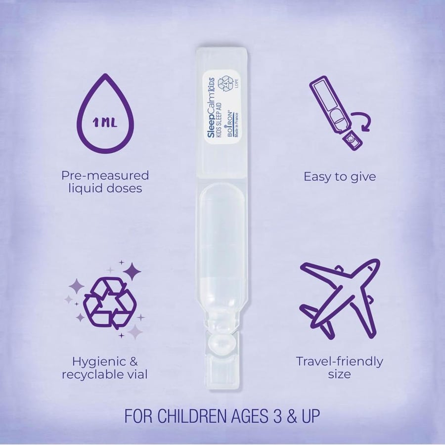 Boiron SleepCalm Kids Liquid Doses Sleep Aid for Deep, Relaxing, Restful Nighttime Sleep - Melatonin-Free and Non Habit-Forming - 15 Count (Pack of 1)