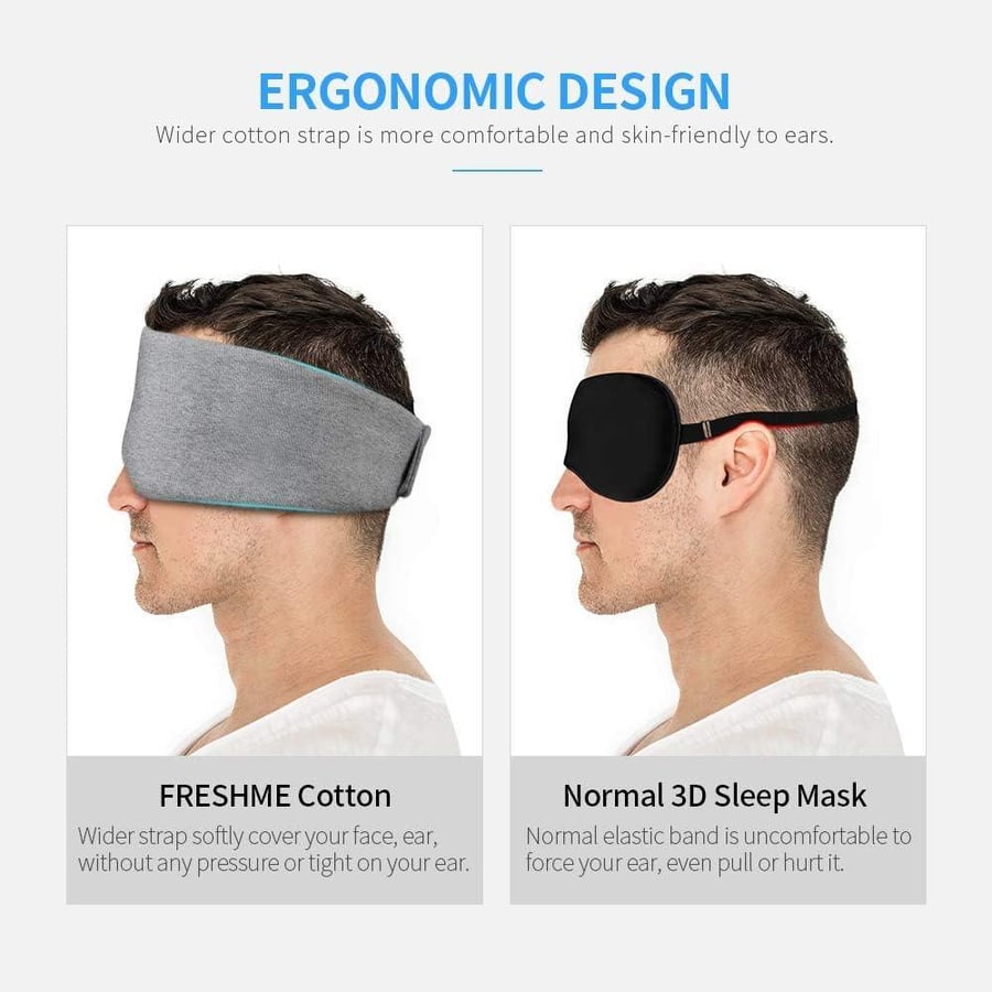 Handmade Cotton Sleep Mask - New Design Light Blocking Sleeping Eye Mask Soft and Comfortable Eye Shape Blinder Blindfold Airplane with Pouch for Nap Sleeping Travel for Women Men Kids(Gray Modal)