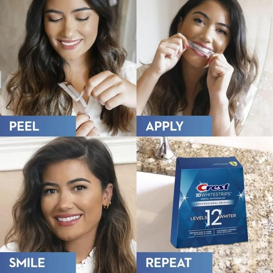 Crest 3D Whitestrips Professional Bright Levels طقم تبييض الأسنان - 18 جلسة، 36 شريطاً