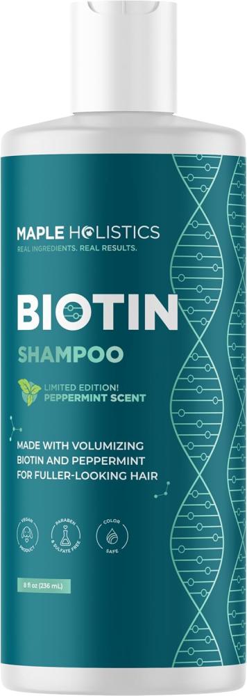 Volumizing Biotin Shampoo for Thinning Hair - Thin Hair Shampoo with Peppermint Argan and Essential Oils for Hair Care - Vegan Sulfate Free Shampoo for Damaged Dry Hair Paraben and Cruelty Free (Mint)