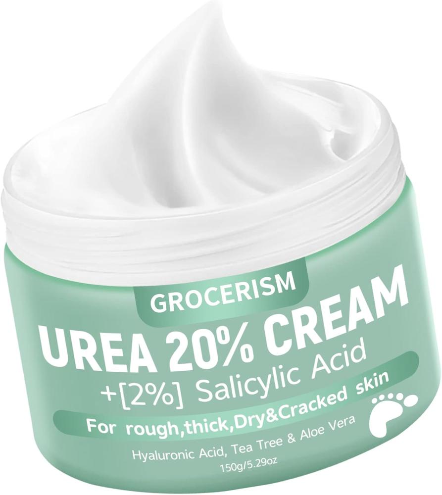 Urea Cream 20 Percent Plus 2% Salicylic Acid 5.29 oz with Moisturizing Socks || Callus Remover Foot Cream, Hand Cream for Dry ed Heels, Feet, Hands, Knees, Elbows, and Deep Moisturizes, Soften Callus