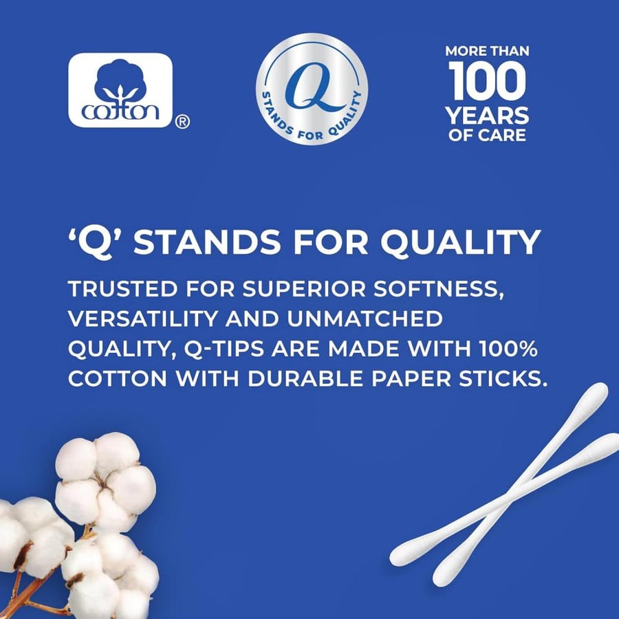 Q-tips Cotton Swabs for Hygiene and Beauty Care Original Cotton Swab Made with 100% Cotton 625 Count