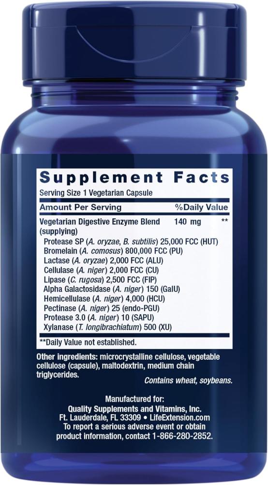 Life Extension Enhanced Super Digestive Enzymes, 60 Vegetarian Capsules