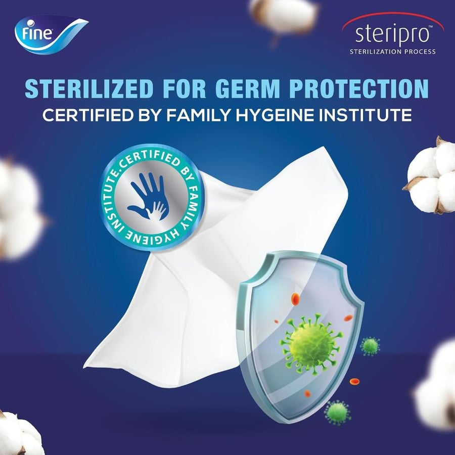 Fine Sterilized Facial Tissues - Pack Of 6 Boxes, 86 Sheets X 2 Ply, White