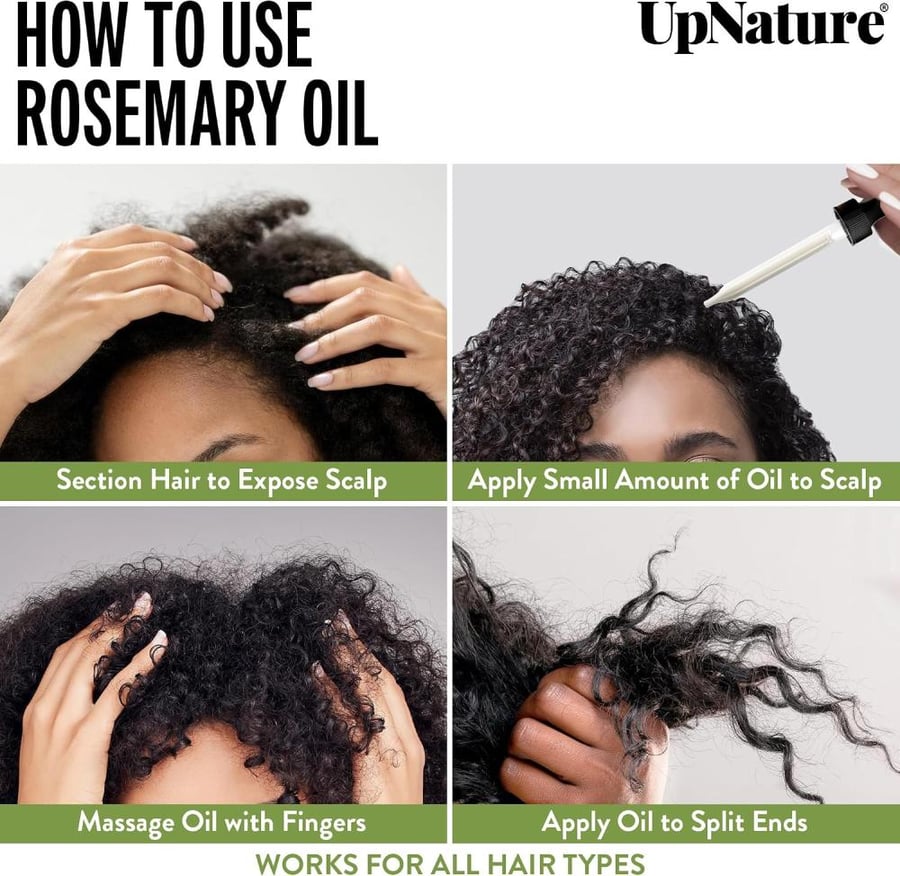 UpNature Organic Rosemary Essential Oil, 100% Pure, 2oz - USDA Certified, Nourishing Hair Growth, Strengthening Scalp, Skin & Nails