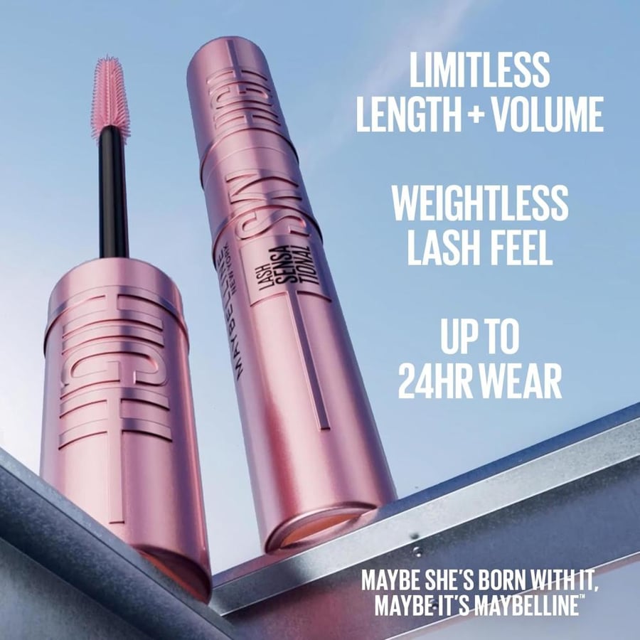 Maybelline Sky High Washable Mascara Makeup, Volumizing Mascara, Buildable, Lengthening Mascara, Defining, Curling, Multiplying, Washable Very Black, 0.2 fl. oz.