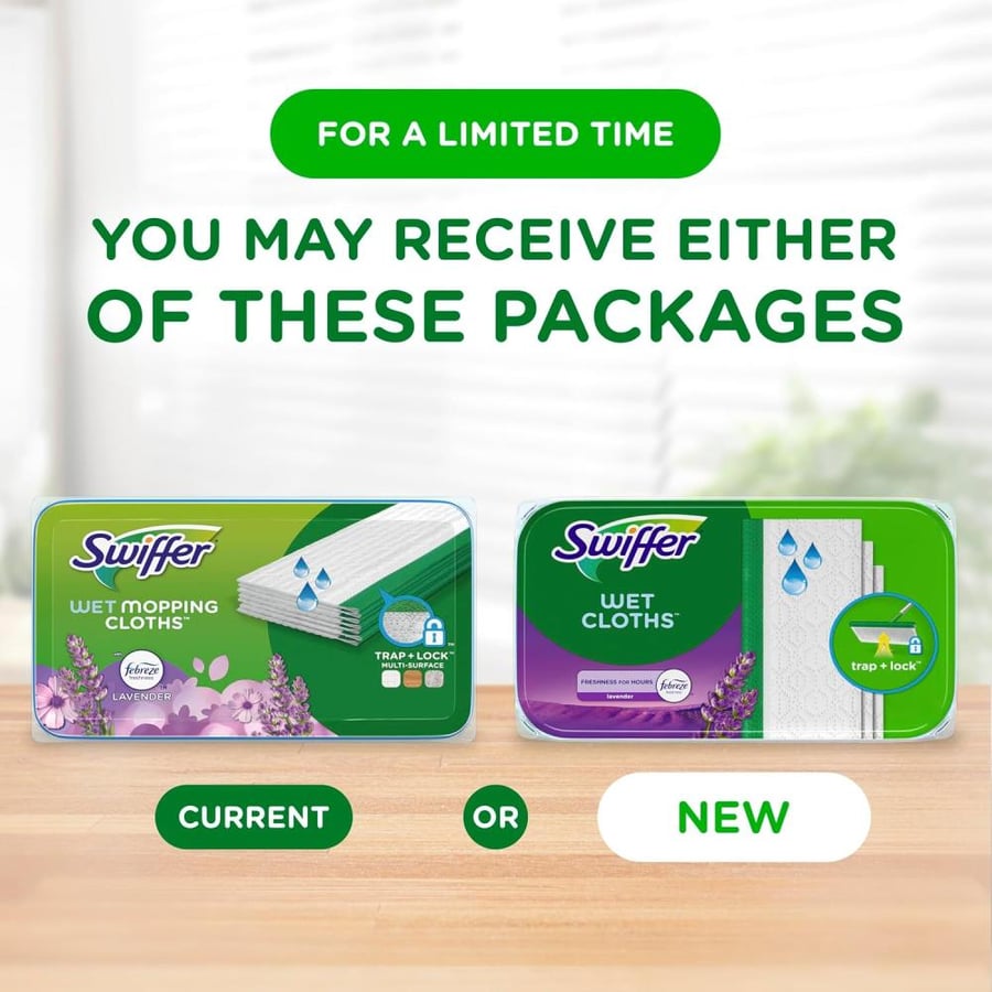 Swiffer Sweeper Wet Mopping Pad Refills for Floor Mop with Febreze Lavender Vanilla & Comfort Scent 12 Count