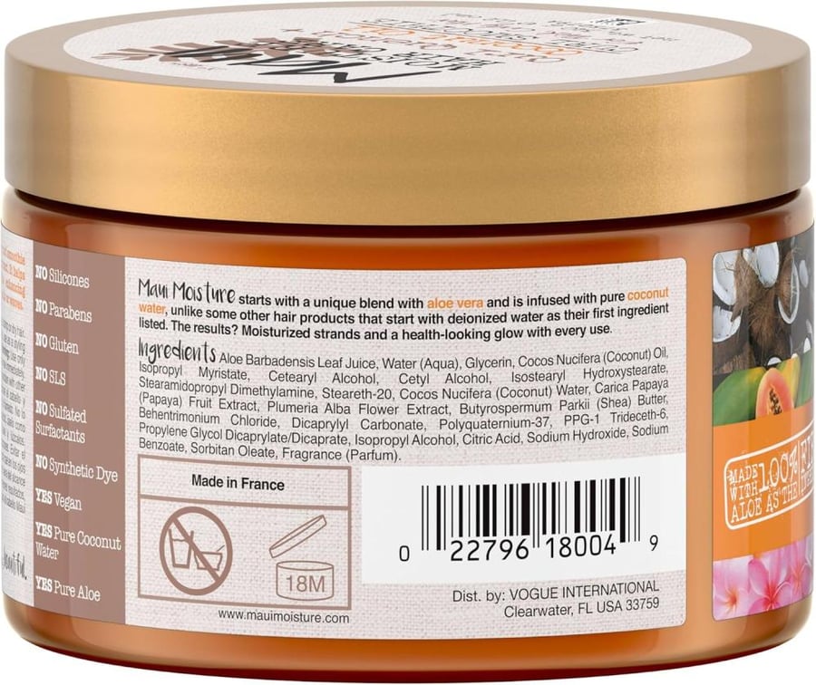 Curl Quench Coconut Oil Curl Smoothie with papaya oil and Plumeria extract Silicon Free