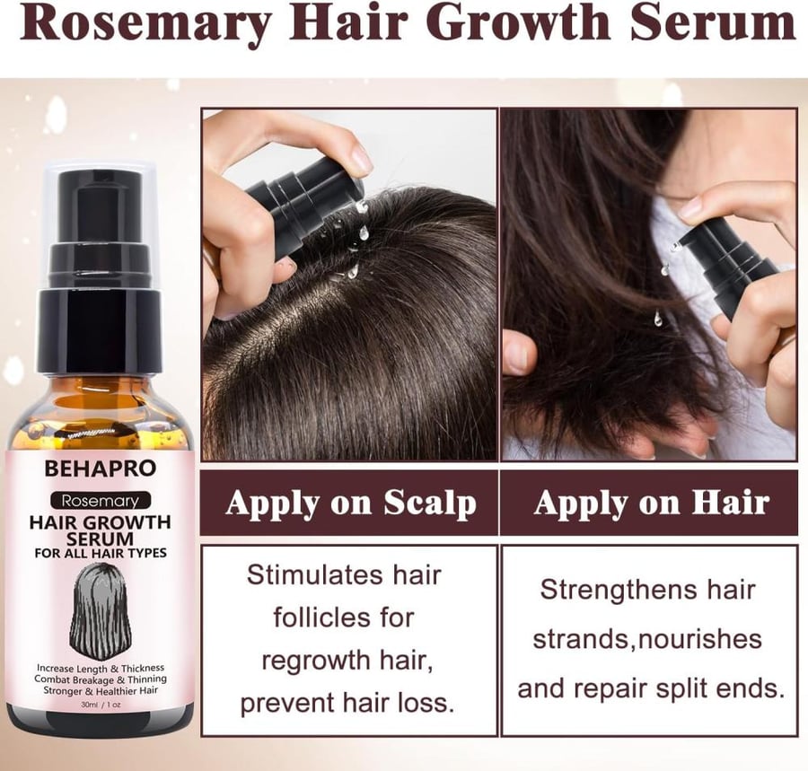 Rosemary Oil Hair Growth Serum w/Hair Growth Shampoo,Biotin Argan Castor Oil Hair Growth Products for Thinning Hair & Hair Loss,Womens Gifts for Christmas Stocking Stuffers for Women Her Wife Mom