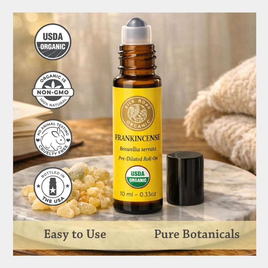 Silk Road Organic Frankincense Serrata Essential Oil Roller, USDA Certified