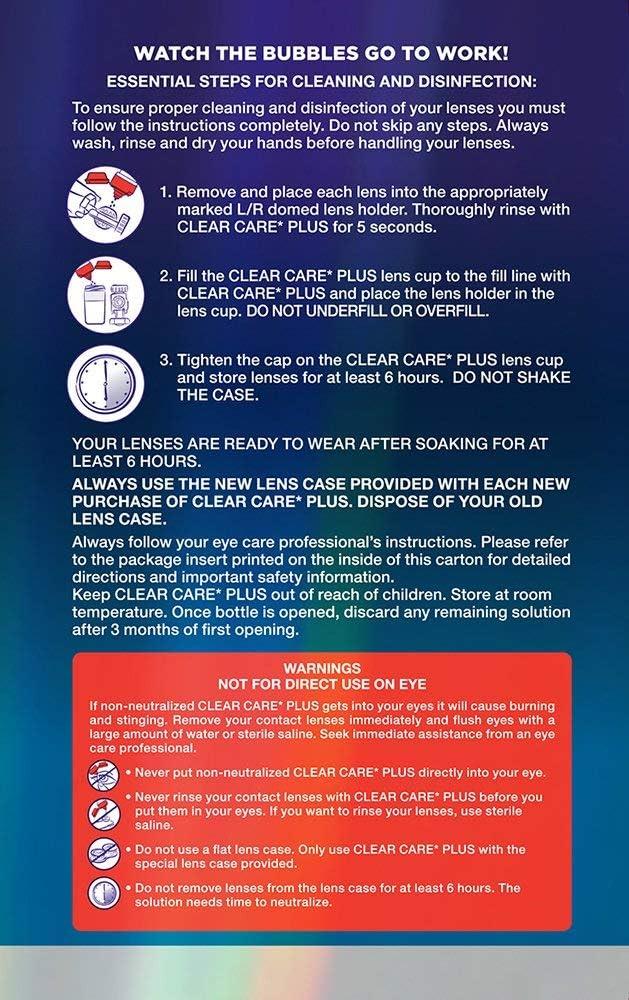 محلول Clear Care Plus لتنظيف العدسات اللاصقة مع علبة العدسات، 12 أونصة، عبوتان