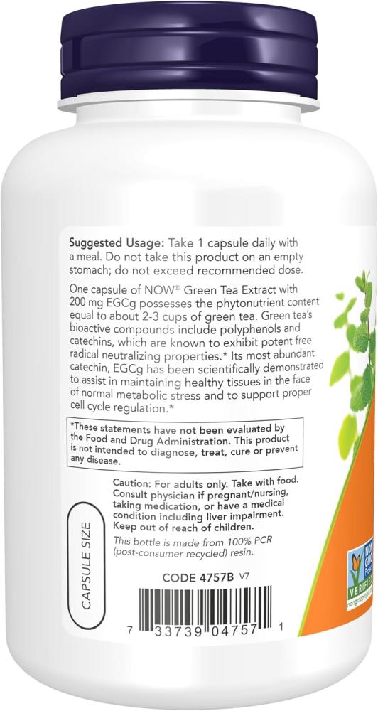 Now Foods, EGCg, Green Tea Extract, 400 mg, 180 Vegan Capsules, Laboratory Tested, Gluten Free, Soy Free, Vegetarian