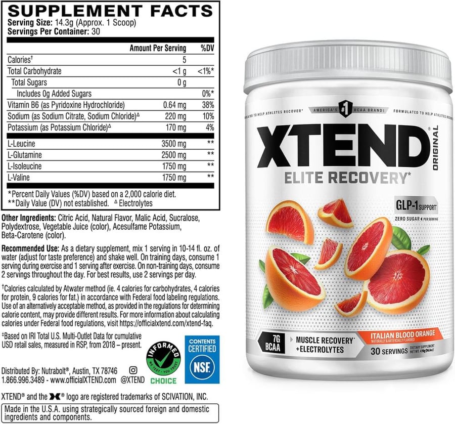 Scivation, Xtend, The Original 7G BCAA, Italian Blood Orange, 15.3 oz (435 g)