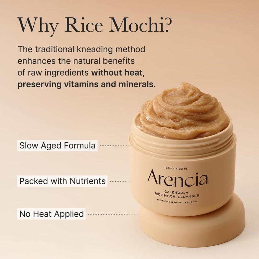 ARENCIA Calendula Rice Mochi Fresh Cleanser - Moisturizing, Brightening & Deep-Cleansing (4.23oz)