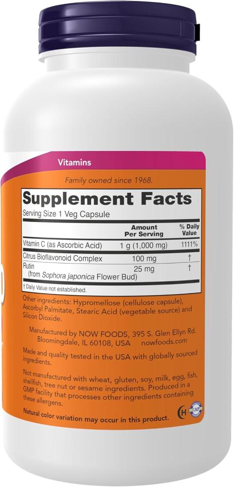 NOW C-1000 Veg Capsules with Bioflavonoids - 100mg, 250