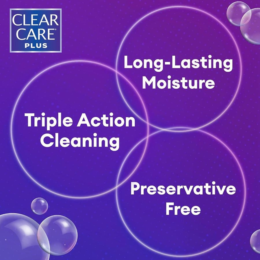 محلول Clear Care Plus لتنظيف العدسات اللاصقة مع علبة العدسات، 12 أونصة، عبوتان