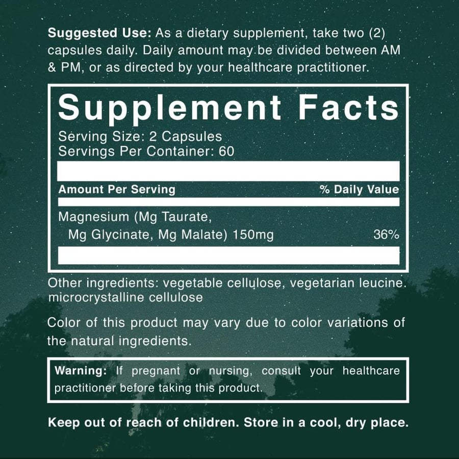 Natural Rhythm Triple Calm Magnesium, Unique Blend, 150mg Easily Absorbable Taurate, Glycinate, 120 Capsules