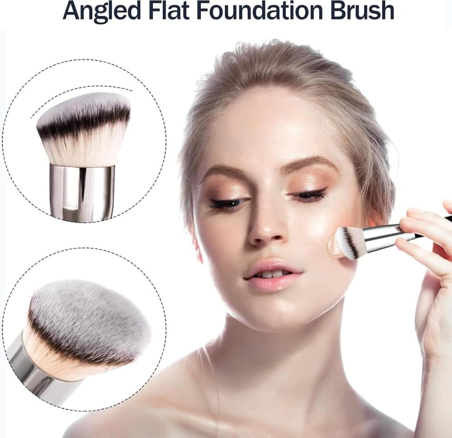 ToolHouse 2 Pcs Makeup Brushes, Makeup Brushes Set, Soft and Dense Bristles, Foundation And Concealer Brush Set, For Liquid, Cream and Setting (Black)