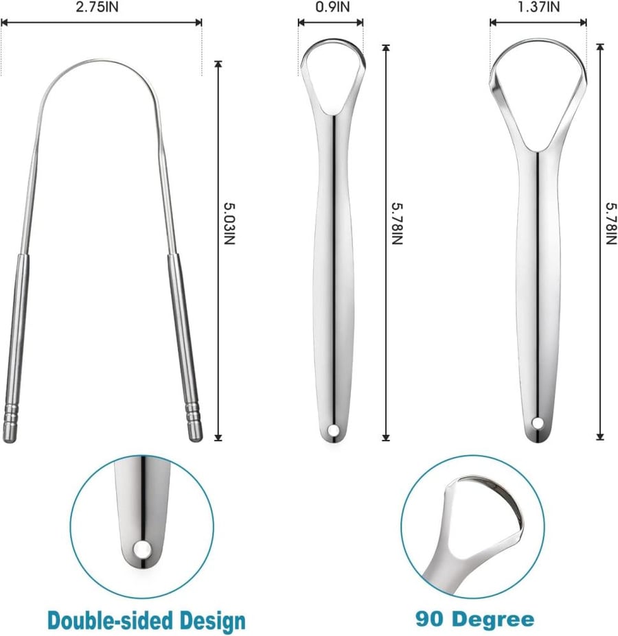 Generic 3PCS Tongue Cleaner, Portable Tongue Sc, Stainless Steel Tongue Cleaners, Easy to use Tongue Scrapers for Adults Kids, Professional Tongue Scrapers for Fresher Breath in Seconds
