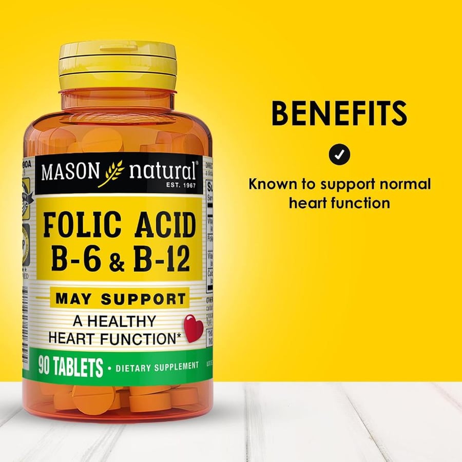 Mason Natural Folic Acid B-6 and B-12 90 Tablets