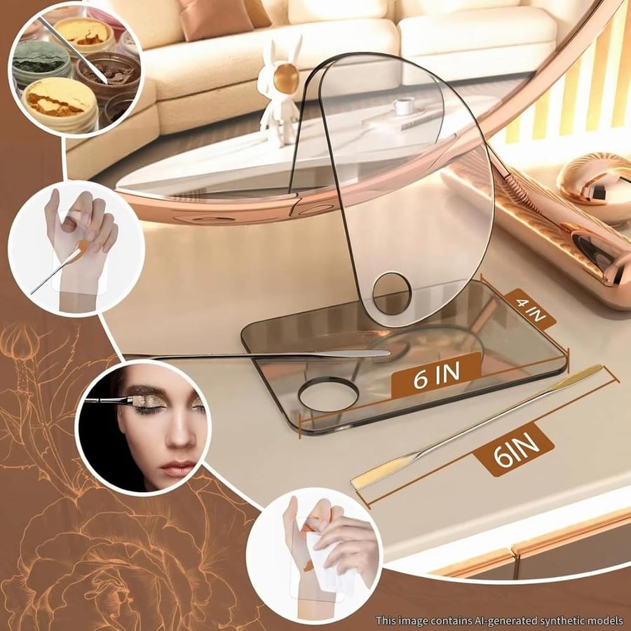 Acrylic Cosmetic Makeup Palette, 4 in 2 Set Makeup Mixing Palette with Spatula, Makeup Palette Mixing Tray, Foundation Mixing Palette, Paint Palettes