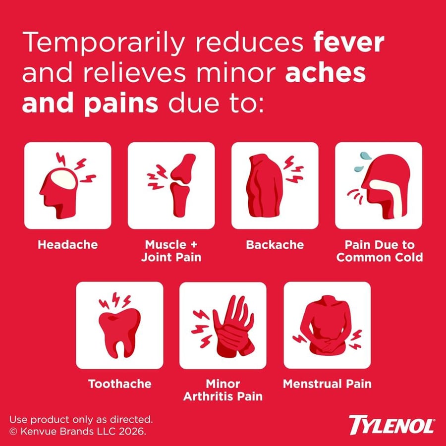 Tylenol Extra Strength Caplets with 500 mg Acetaminophen Pain Reliever Fever Reducer, 100 Count