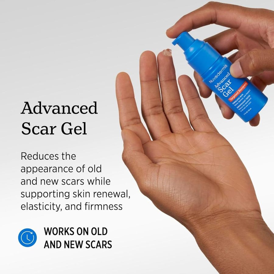 NUVADERMIS Scar Gel - Retinol, Allantoin, Vitamin E, Betaine - For C-Section, Tummy Tuck, Keloid Scars - Post Surgery Scar Management - 1.7 oz Pump Bottle