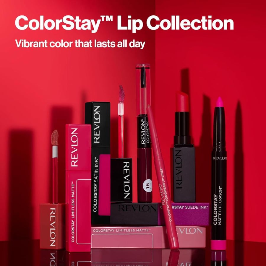 Revlon Liquid Lipstick with Clear Lip Gloss, ColorStay Overtime Lipcolor, Dual Ended with Vitamin E in Plums & Berries, 500 Limitless Black Cherry, 0.07 Oz