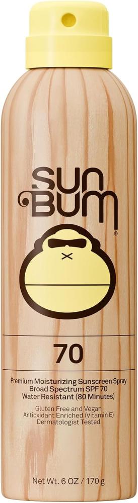 Sun Bum Original SPF 70 Sunscreen Spray |Vegan and Hawaii 104 Reef Act Compliant (Octinoxate & Oxybenzone Free) Broad Spectrum Moisturizing UVA/UVB Sunscreen with Vitamin E | 6 oz