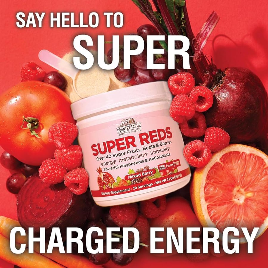 Country Farms Super Reds Energizing Polyphenol Superfood Berry Flavor - 200 g