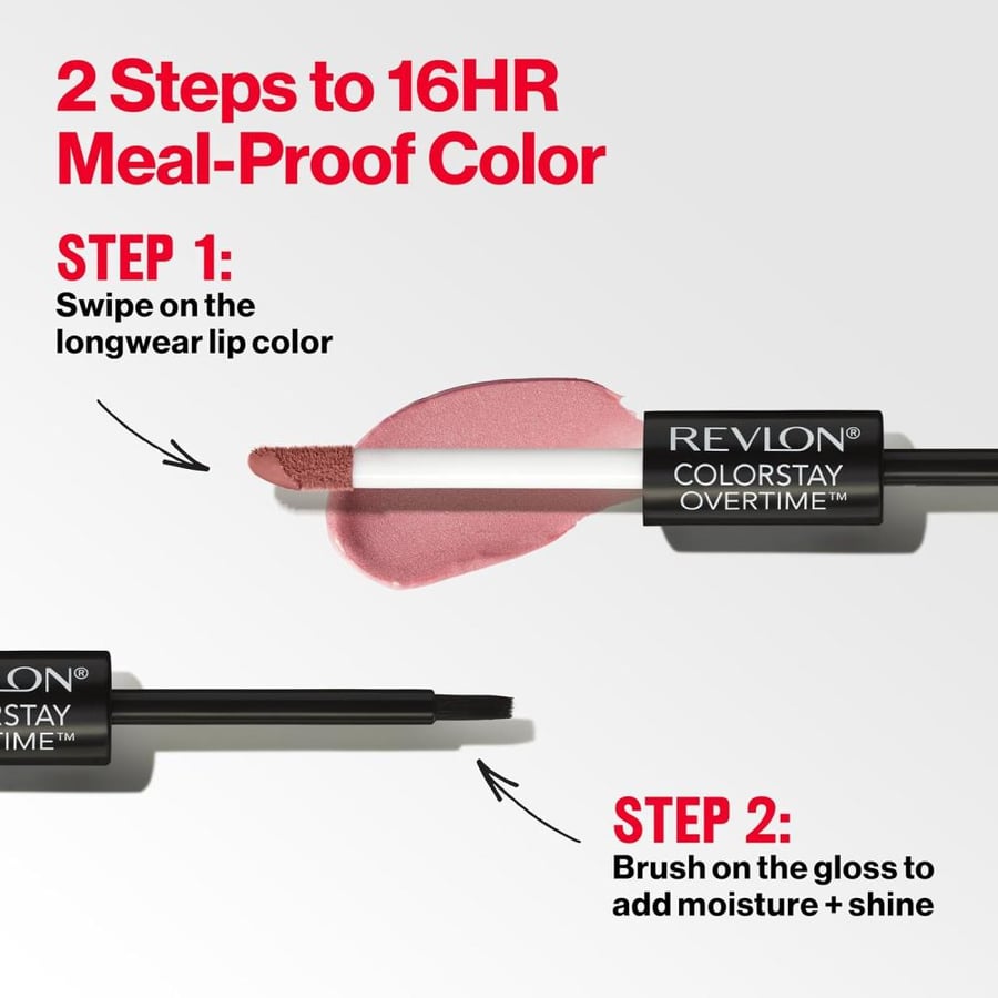 Revlon Liquid Lipstick with Clear Lip Gloss, ColorStay Overtime Lipcolor, Dual Ended with Vitamin E in Plums & Berries, 500 Limitless Black Cherry, 0.07 Oz