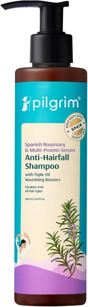 Pilgrim Spanish Rosemary, Biotin Anti Hairfall Shampoo For Unisex 200ml Clear