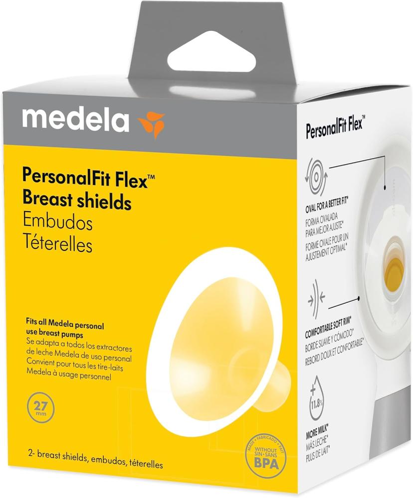 Medela PersonalFit Flex Breast Shields, 2 Pack of Large 27mm Breast Pump Flanges, Made Without BPA, Shaped Around You for Comfortable and Efficient Pumping