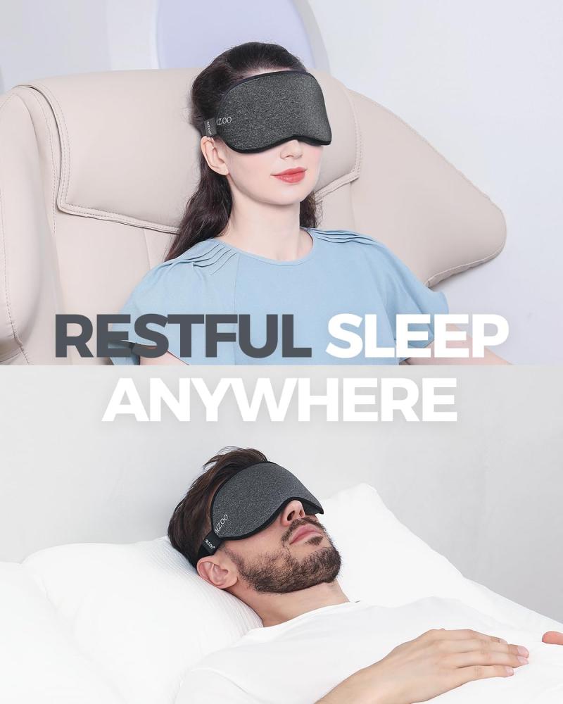 MZOO Luxury Sleep Mask for Back and Side Sleeper, 100% Block Out Light Sleeping Eye Mask for Women Men, Zero Eye Pressure 3D Contoured Night Blindfold, Breathable & Soft Eye Shade Cover